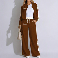 Ensemble de survêtement 2 pièces color block pour femme grande taille, veste courte zippée à col baseball et pantalon large à cordon de serrage, tenue d'automne