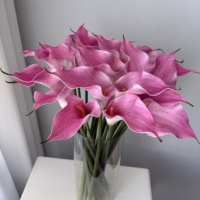 Grandes fleurs artificielles de lys calla en EVA, couleur rose, toucher réel, vente en gros, décoration pour mariage et Saint-Valentin, fleurs douces faites à la main