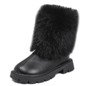 Bottes d'hiver chaudes en fausse fourrure mi-mollet à semelle épaisse pour enfants, bottes de neige pour filles, bottes d'hiver pour enfants - Product Image 6