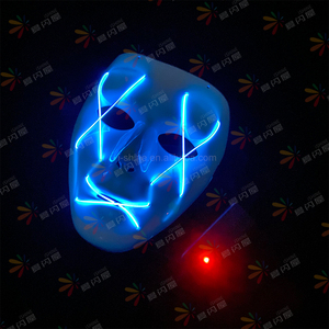 Venta caliente Anonymous <span class=keywords><strong>Guy</strong></span> Fawkes Máscara de PVC Hacker Fiesta de Halloween Estilo de terror con EL Wire para eventos temáticos de vacaciones Fiestas LED - Product Image 2