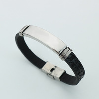 Cadeaux de promotion en gros bijoux de mode personnalisés Bracelet en silicone vierge Bracelet en acier inoxydable avec logo laser