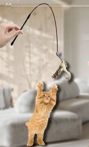 Juguete interactivo de varita de gato de peluche <span class=keywords><strong>con</strong></span> varillas largas duraderas en forma de pájaro, cuerda de rompecabezas de madera de estilo encantador para la mayoría de los gatos que juegan - Product Image 6