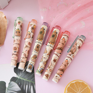 Set di 6 Evidenziatori Fluorescenti Carini a Forma di Capibara, Colori Pastello, Punta Obliqua a Pennello, Macaron, per Disegno e Cancelleria - Product Image 4