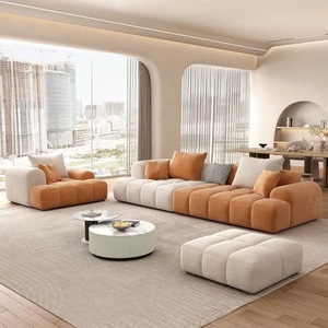 Ensemble de canapés sectionnels en L de luxe moderne en tissu, compressé et emballé sous vide, mobilier modulaire pour appartement, hôtel, villa - Product Image 3