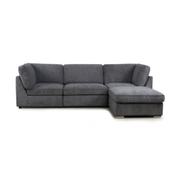 Canapé modulaire en tissu gris foncé en forme de L avec chaise longue pour salon