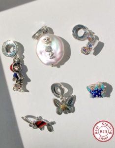 Vente en gros usine Perles de charme IPan en argent sterling 925, Breloques DORA Stitch, Bijoux unisexes tendance certifiés GDTC, Cadeau idéal - Product Image 4