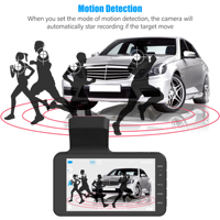 NOVUS NDC001 Caméra embarquée 4.0 pouces pour voiture, enregistreur vidéo numérique (DVR) 24H HD 1080P double objectif, écran LCD, étanche, vision nocturne, enregistrement en boucle, fixation par ventouse