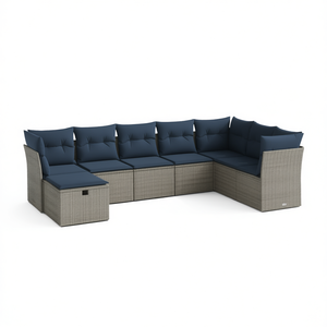 Ensemble de canapés de patio en polyrotin gris, 8 pièces, avec coussins, meubles de jardin d'extérieur - Product Image 1