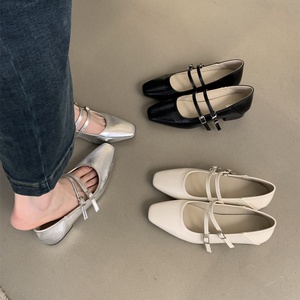 Nouvelles Chaussures Mary Jane Coréennes Printemps-Automne 2026 pour Femme, à Bout Carré, Double Boucle, Talon Carré Épais, Escarpins à Bouche Peu Profonde pour Assortir - Product Image 5