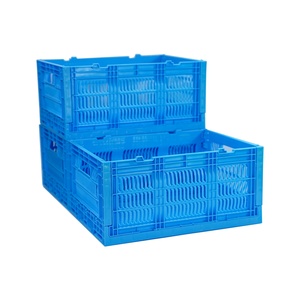 Custom Reusable Folding Plastic Crate Collapsible Storage Turnover Fresh Vegetable Basket With Lid