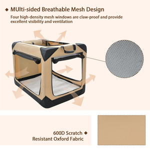 Portable Folding Pet Crate Strong Steel Frame Breathable Anti-scratch Mesh Manufacturer Custom Dog <b>Cat</b> <b>Soft</b>-sided Pet Crate - Product Image 4