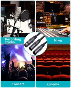 Fábrica al por mayor de gama alta de 3 pines <span class=keywords><strong>XLR</strong></span> hembra a doble Phono macho enchufe Y divisor <span class=keywords><strong>Xlr</strong></span> micrófono altavoz Dmx Cable adaptador - Product Image 4