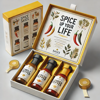 Boîte d'emballage de luxe en carton biodégradable de qualité alimentaire pour assaisonnements, sauces piquantes et épices, avec insert en EVA, marque distributeur