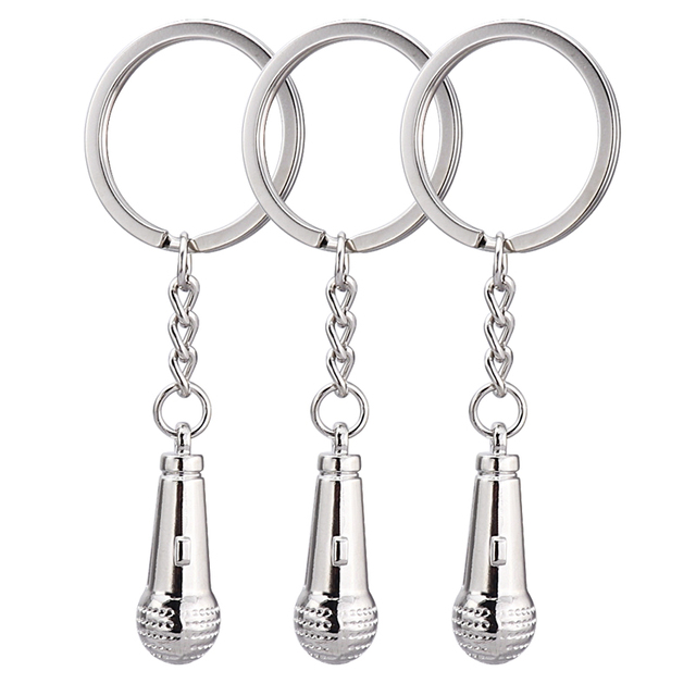 Zinc Alloy Carabiner Lightweight Fashion Mini Hip Hop Microphone Keychain Creative Singer Music Award Gift Handbag Pendants Key
