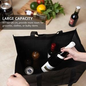 Black <b>Extra</b> <b>Large</b> Durable Daily Life Shopping <b>Bags</b> Reusable Grocery <b>Bag</b> <b>Tote</b> Foldable Washable Stand Reinforced - Product Image 3