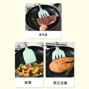 Spatule de cuisson en silicone avec manche en acier inoxydable, spatule antiadhésive pour cuisiner du poisson, des steaks, des légumes, outil de cuisine - Product Image 1