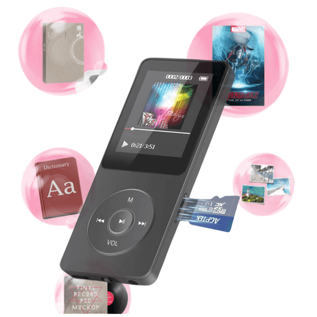 Portable Custom Logo Mini MP3 Player MP4 Built-in Speaker for 5.0 FM Radio Recording Ebook WAV Button Operation