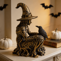 Ornements de sorcière en résine pour Halloween, vente directe d'usine, ornements en résine pour la décoration de fête, cadeaux