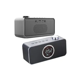 2020 Bluetooth аудио 8 Вт динамик с микрофоном ЖК-часы Роскошный дизайн металлическая рамка Поддержка TF карты Aux FM радио громкоговоритель