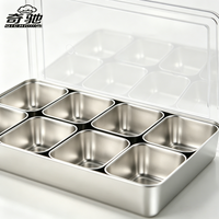 Ensemble de contenants à épices en acier inoxydable de qualité alimentaire à 8 compartiments avec couvercles transparents, boîte de rangement à épices moderne pour la cuisine, vente en gros