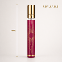 Flacon pulvérisateur de parfum vide rechargeable en gros 35 ml, atomiseur de voyage portable avec capuchon métallique doré, cylindre personnalisé en vrac