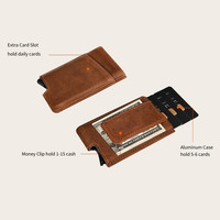 Porte-cartes de crédit de luxe multifonction pour hommes, avec pince à billets et autres matériaux, sans fermeture, vente en gros