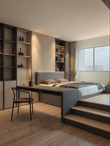 Muebles de Lujo Ligero Personalizados: Armario Tatami Completo con Estantería Integrada y Rincón de Descanso junto a la Ventana para Hogares Urbanos Modernos - Product Image 3