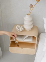 Commande en gros – Table de chevet murale en chêne, style minimaliste scandinave, pour chambre à coucher