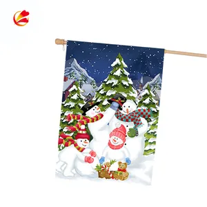 Feliz Navidad tela de alta calidad personalizada 12x18 ''30x45cm Bandera de jardín bandera para decoración de patio