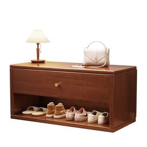 Solid Wood <b>Shoe</b> <b>Bench</b> With Drawer Entrance Hall Storage Organizer For Home Use - Product Image 5