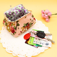 Dompet grosir pengait cantik lucu dompet kecil kanvas Vintage dompet koin antik gesper bunga