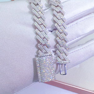 Phong Cách Phổ Biến Hình Vuông 10Mm 2 Hàng Hip Hop Iced out 925 Bạc Fl Moissanite Kim Cương Vượt Qua Kim Cương Tester Miami Cuba Chuỗi - Product Image 4