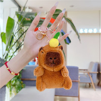 Dessin animé moelleux doux fruits poupée mignon Capybara peluche jouet sac breloque en peluche porte-clés sac à dos pendentif porte-clés accessoire