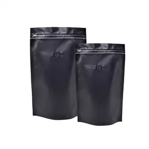 Bolsa de alumínio laminado 1kg 250g 1lb stand up/bolsa de folha branca fosca/saco de café com fecho de correr com válvula