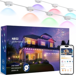 Lumières LED à points de pixels de Noël permanentes 12V 30mm RGBW avec contrôleur WiFi UCS2904 et rail IP68, garantie 5 ans, blanc chaud - Product Image 1