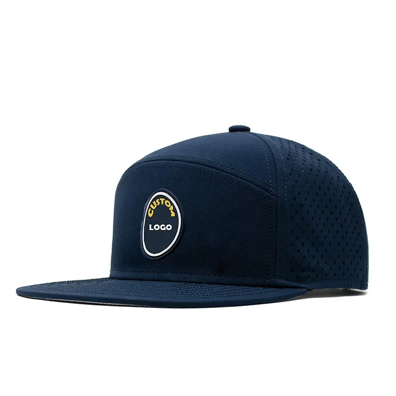 Custom Logo Low-Profile 6 Panel Athletic Flat Bill Melin Snapback Hat Vendor Gorra Snap Back Polo Cap Waterproof Hat For Men