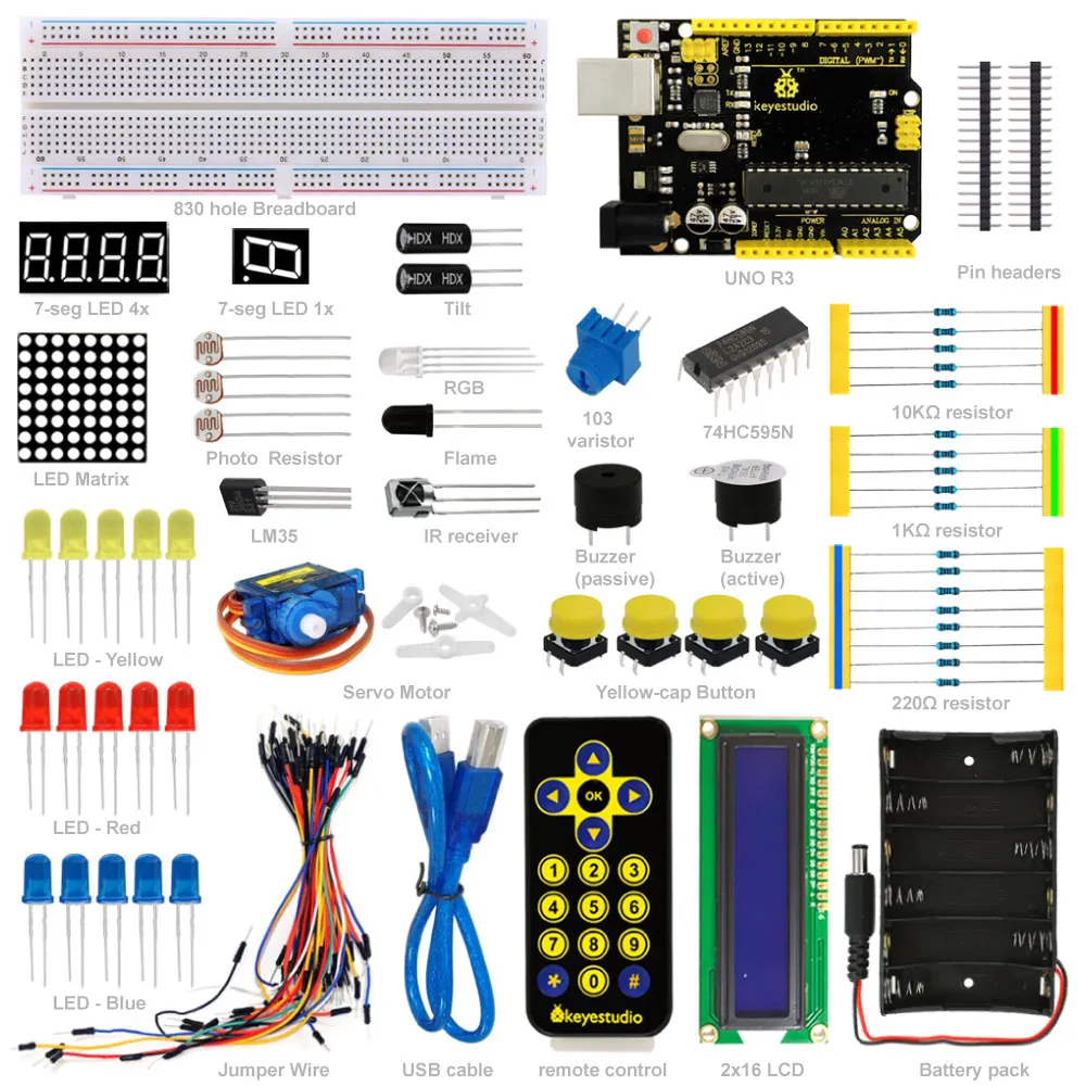 Basic Starter Kit with Tutorial for UNO R3 Project Compatible with Arduino IDE