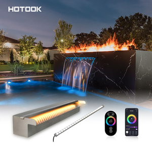 304/316 jardin fontaine décoration douche extérieure rvb Led couleur <span class=keywords><strong>piscine</strong></span> eau chute acier inoxydable <span class=keywords><strong>piscine</strong></span> cascade déversoir - Product Image 1