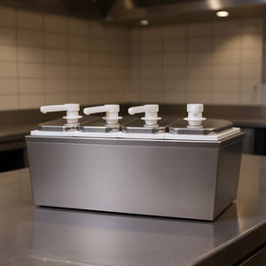 Dispensador de Salsas de Acero Inoxidable de 8L con 4 Grifos, Contenedor Dispensador de Bebidas de Grado Comercial, Modelo Rectangular Integrado D0100HA6JFA - Product Image 2