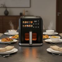 Friteuse à air carrée moderne en plastique 4,1-5L, sans huile, électrique, à commande numérique, antiadhésive, facile à utiliser, pour une cuisson saine et rapide à la maison