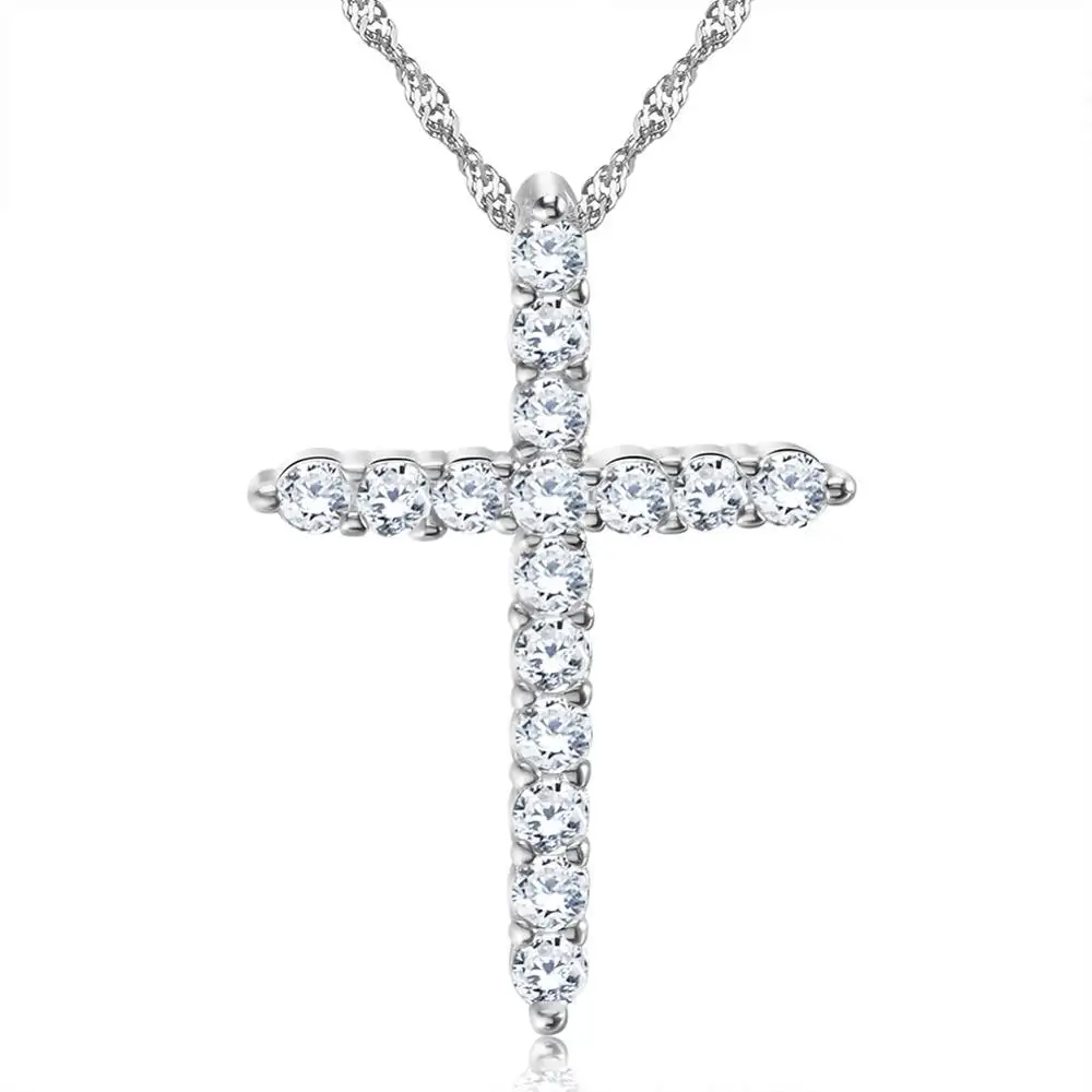 Ожерелье RINNTIN ON56 с крестом для женщин и мужчин, ювелирные изделия из латуни и фианита, оптовая продажа