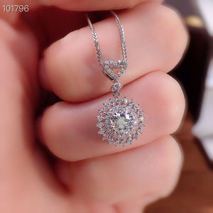 Collar con colgante de girasol, Color dorado y blanco de 18K, forma de flor del Sol Central, gia0.30 CT - Product Image 5