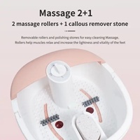 Bain de pieds massant relaxant avec lumière LED, thérapie infrarouge, chauffage à bulles, brosse en pierre ponce et fonction spa
