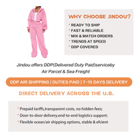 Nouveautés 2026 – Ensemble de survêtements automne pour femme – Ensemble mode ample avec sweat à capuche court à épaules tombantes et manches bouffantes – Personnalisable avec logo