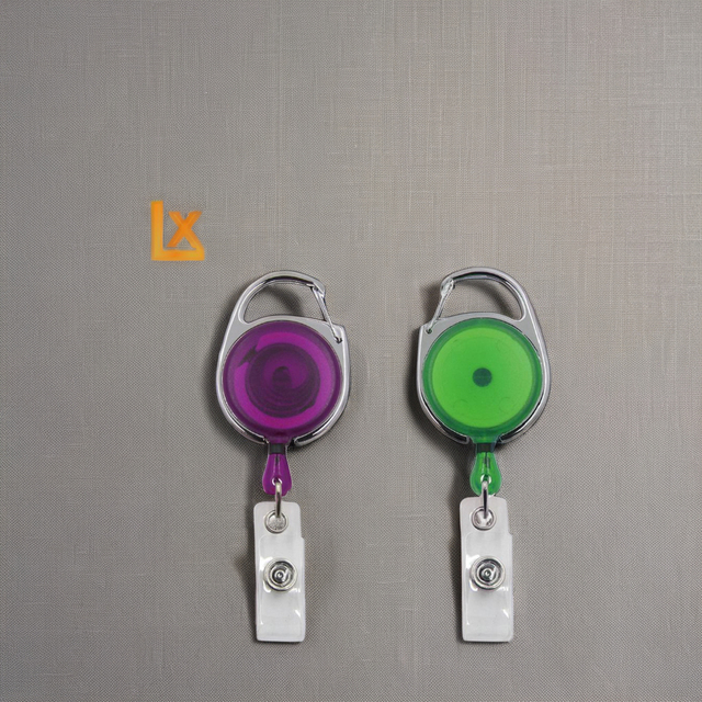 Strong Cord & Spring Retractable ID Card Holder Round Carabiner Badge Reel for Strap or Keyring