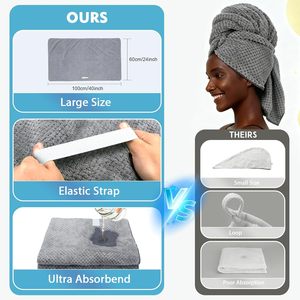 ผ้าโพกผมไมโครไฟเบอร์ 3 ชิ้นสำหรับผู้หญิง ดีไซน์ม้วน แห้งเร็ว สำหรับผมยาวหยิก - Product Image 2