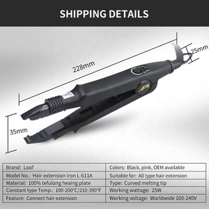 Loof Professional A B C Keratin Hot Fusion Control Extensiones de cabello Herramientas <span class=keywords><strong>para</strong></span> poner Thermo Hair Extension Iron Machine - Product Image 3
