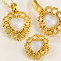 JUSNOVA Set Perhiasan Liontin Mutiara Hati Baja Anti Karat Berlapis Emas 18k untuk Wanita, Tahan Air, Anti Kusam, Desainer, Fashion Mewah