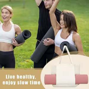 Custom Logo <b>Large</b> Capacity <b>Yoga</b> <b>Mat</b> Bag Outdoor Sports Gym Bag with <b>Yoga</b> <b>Mat</b> Carrier Cotton Canvas Tote Bag for Women - Product Image 4