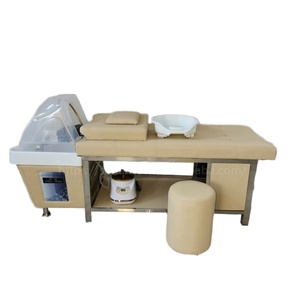 Chaise de shampooing multifonctionnelle en acier inoxydable pour salon, spa, salle de bain, salle à manger, meubles de beauté, massage, cuir synthétique - Product Image 1